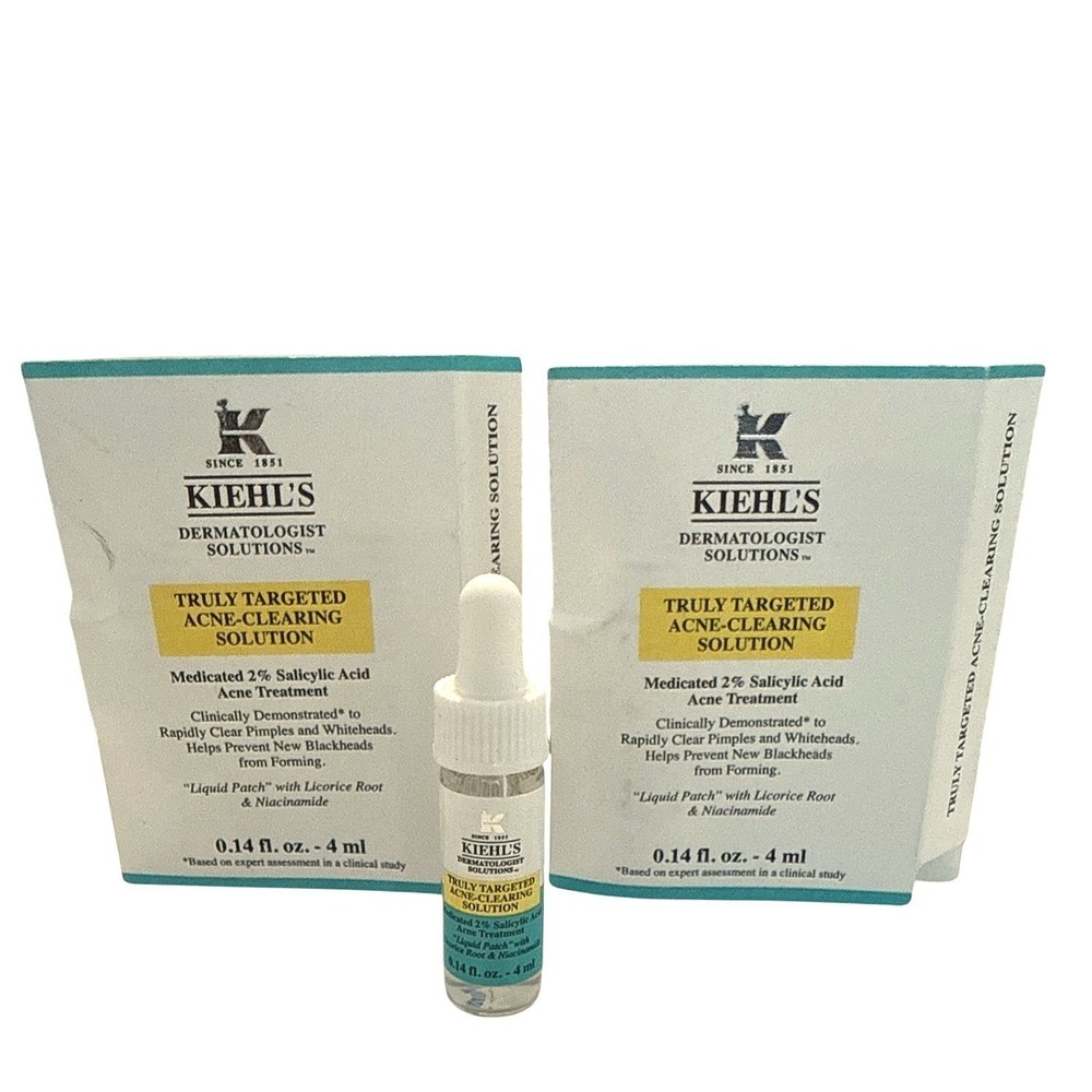 2 x Kiehl's Truly‎ Targeted Acne Clearing Solution 2% Salicylic Acid 0.14 oz NEW
